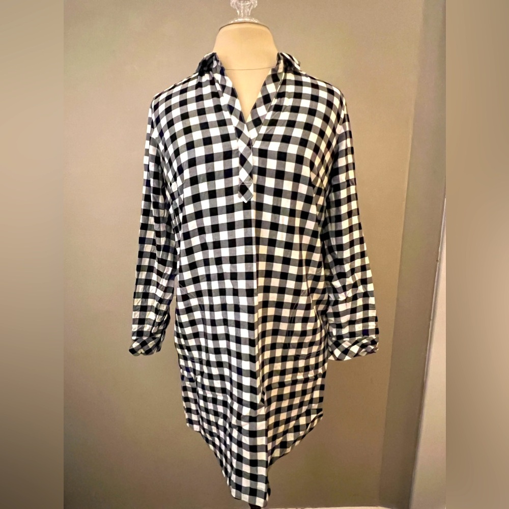 J.Jill women’s collared plaid v-neck shirt dress Size XS
